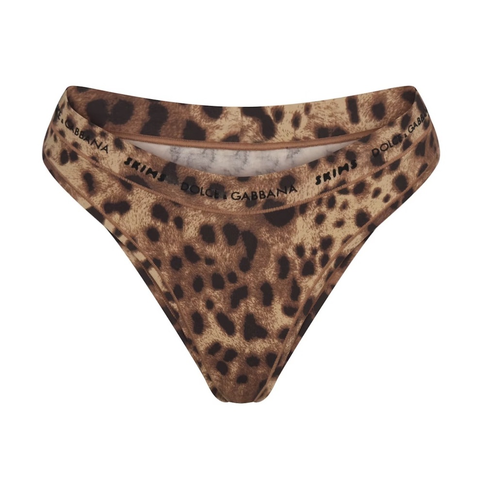 NWT DOLCE&GABBANA X SKIMS COTTON JERSEY CHEEKY TANGA LEOPARD PRINT SIZE SMALL